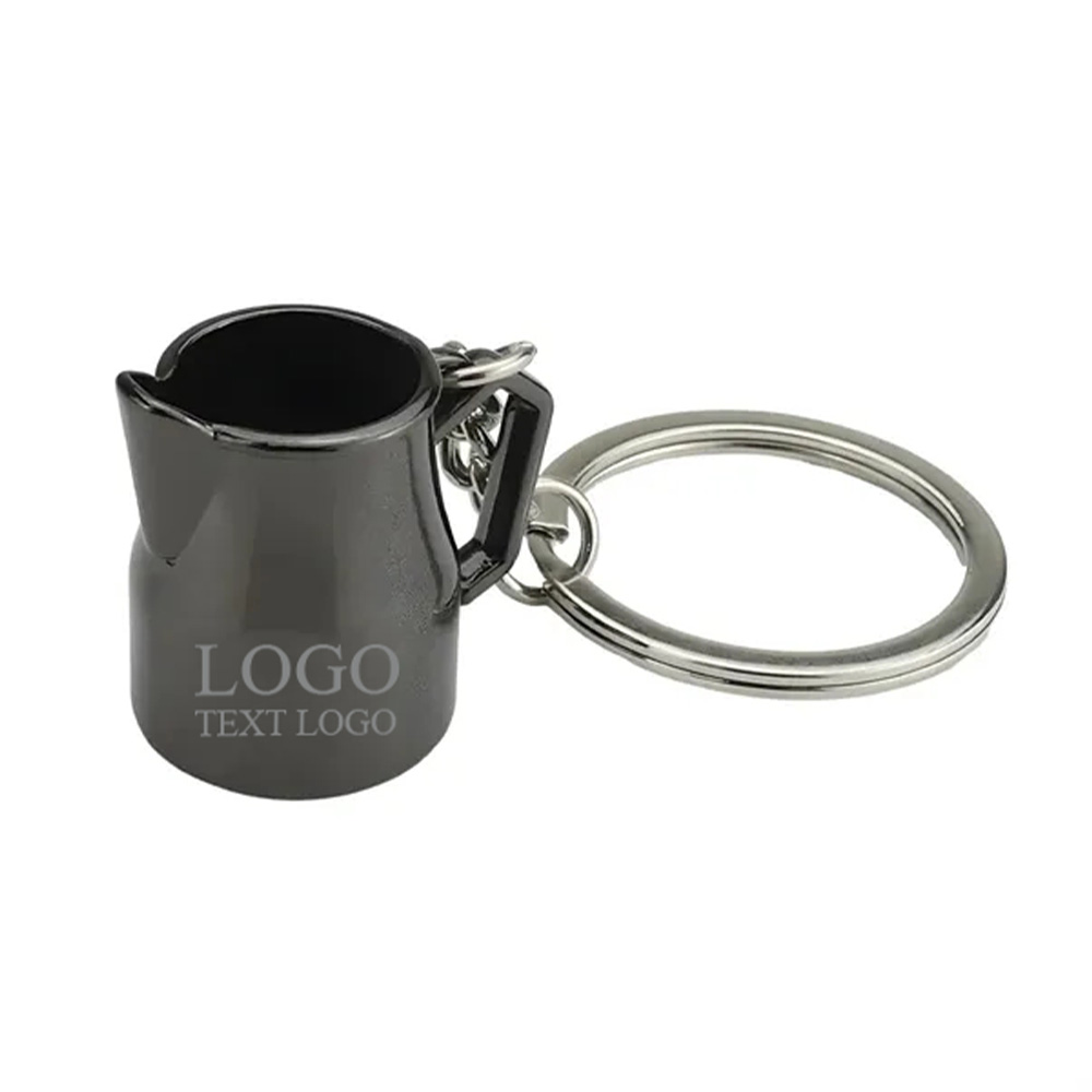 Custom Alloy Coffee Cup Shape Key Chain Black with Logo