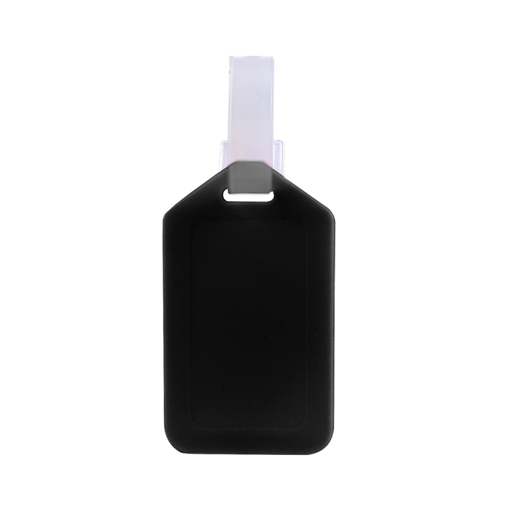 Kleurrijke plastic bagagelabels met logo zwart Kleurrijke plastic bagagelabels met logo zwart
