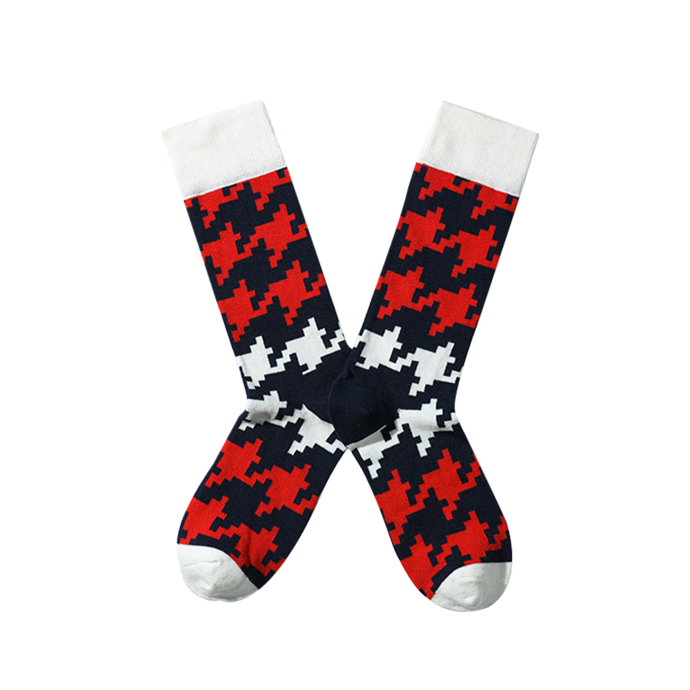 Casual Jacquard Mid Calf Crew Cotton Socks-2