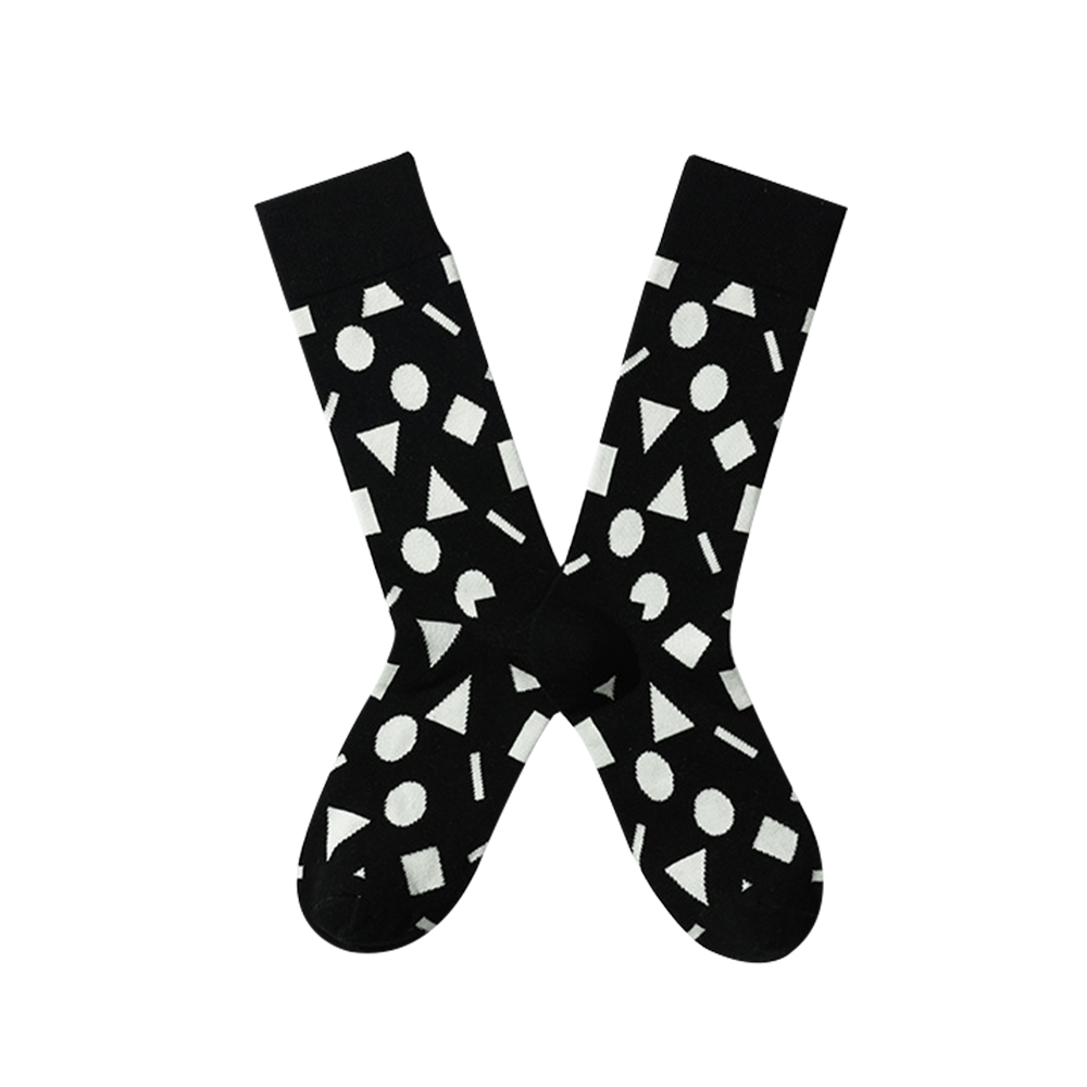 Casual Jacquard Mid Calf Crew Cotton Socks-3