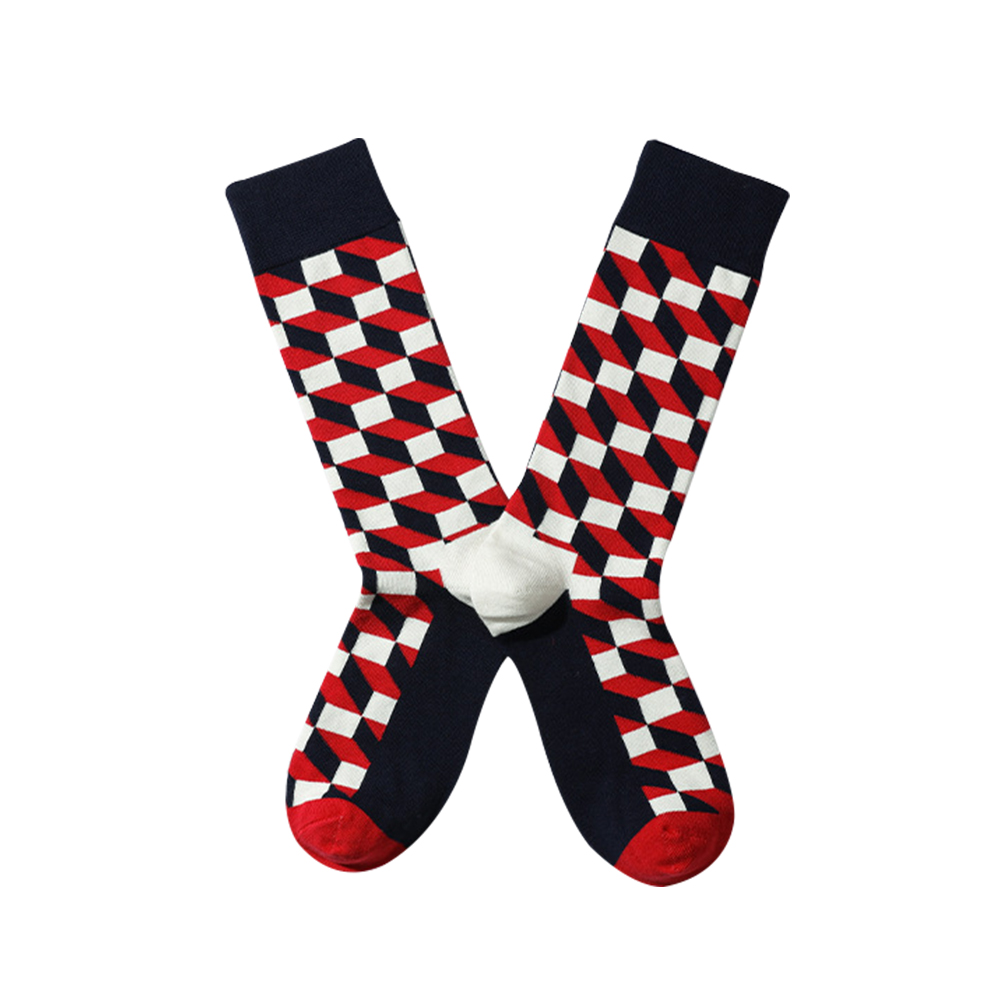 Casual Jacquard Mid Calf Crew Cotton Socks-4