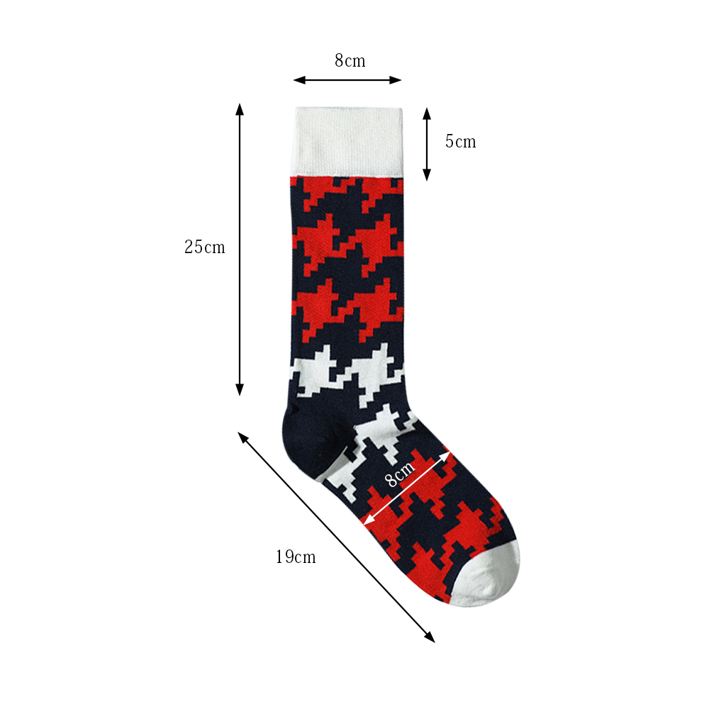 Casual Jacquard Mid Calf Crew Cotton Socks-6-1