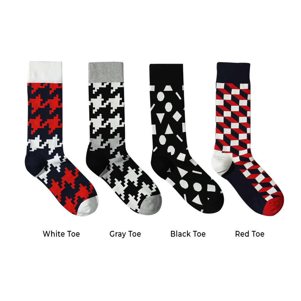 Casual Jacquard Mid Calf Crew Cotton Socks-6