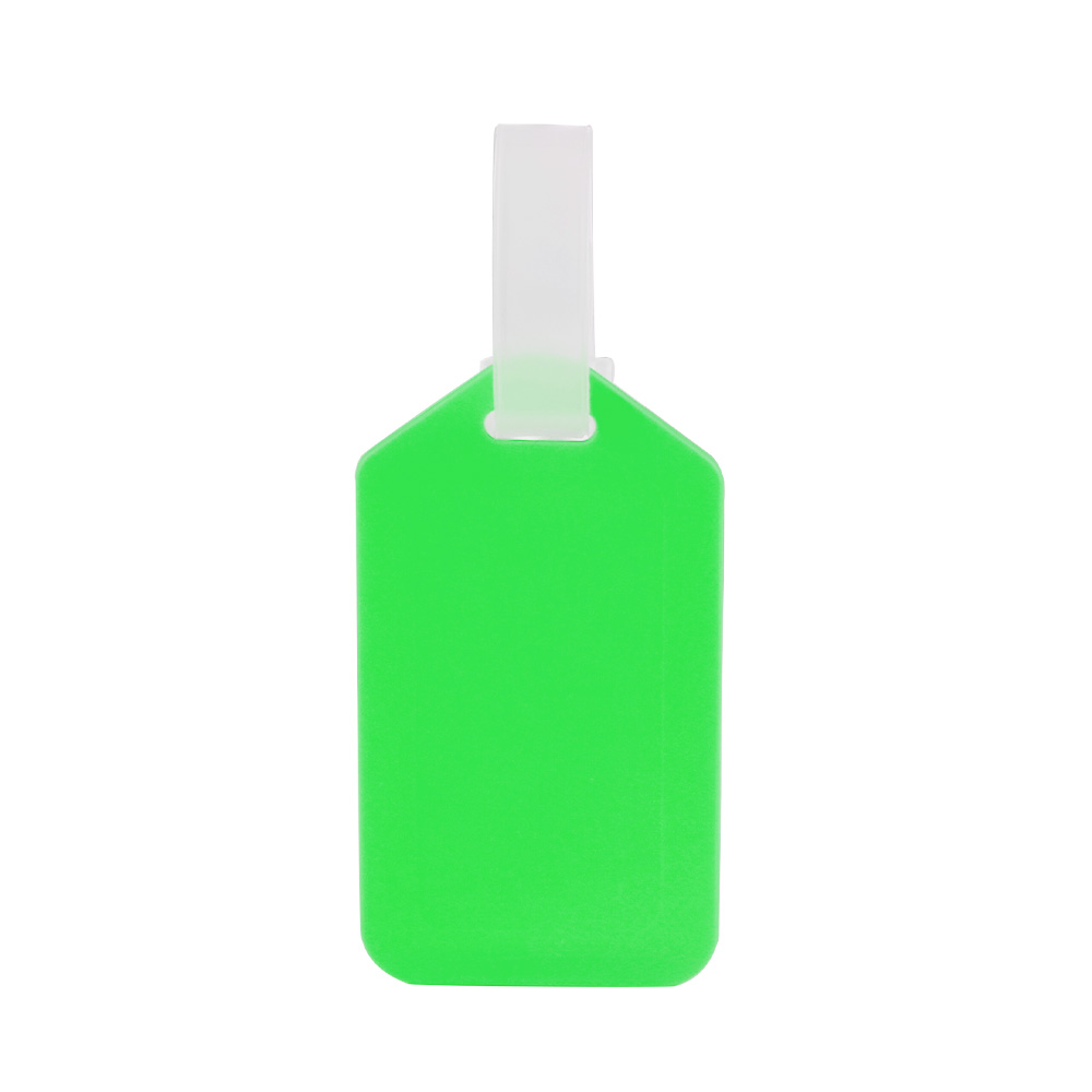 Kleurrijke plastic bagagelabels met logo groen Kleurrijke plastic bagagelabels met logo groen