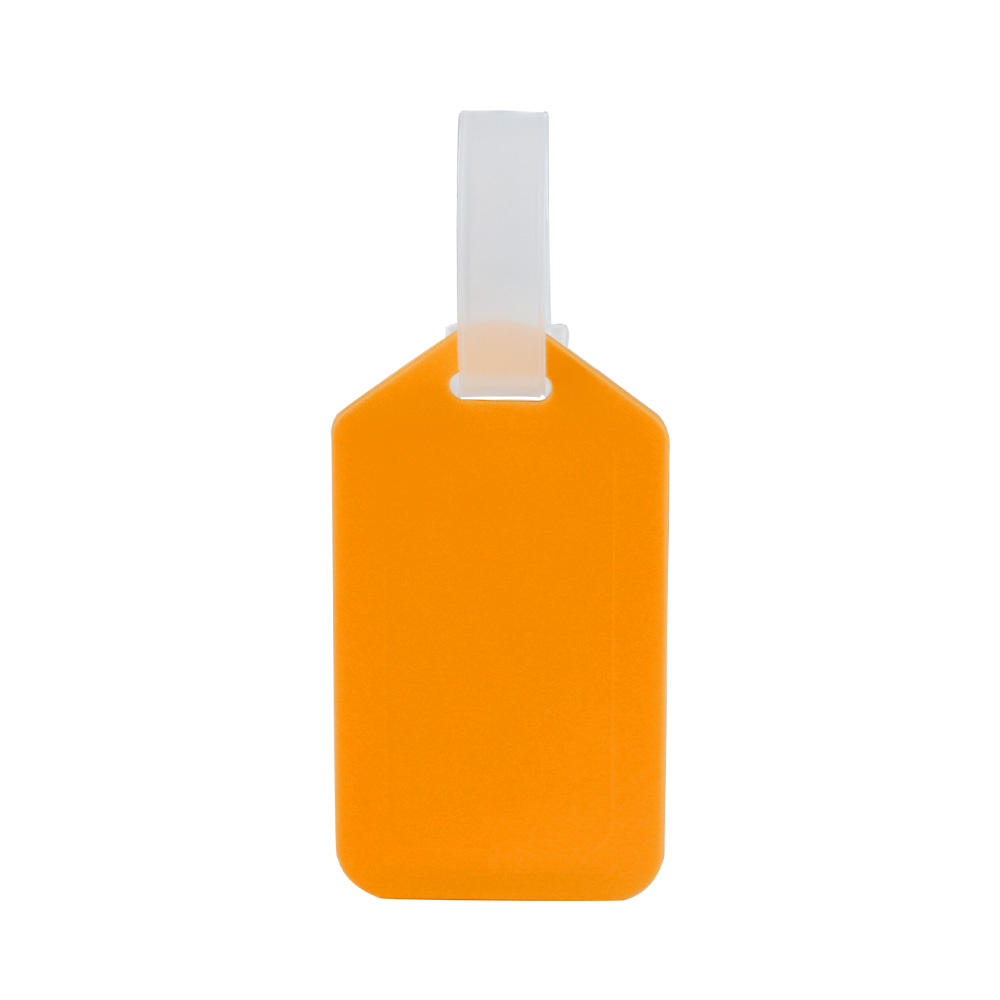 Kleurrijke plastic bagagelabels met logo oranje Kleurrijke plastic bagagelabels met logo oranje