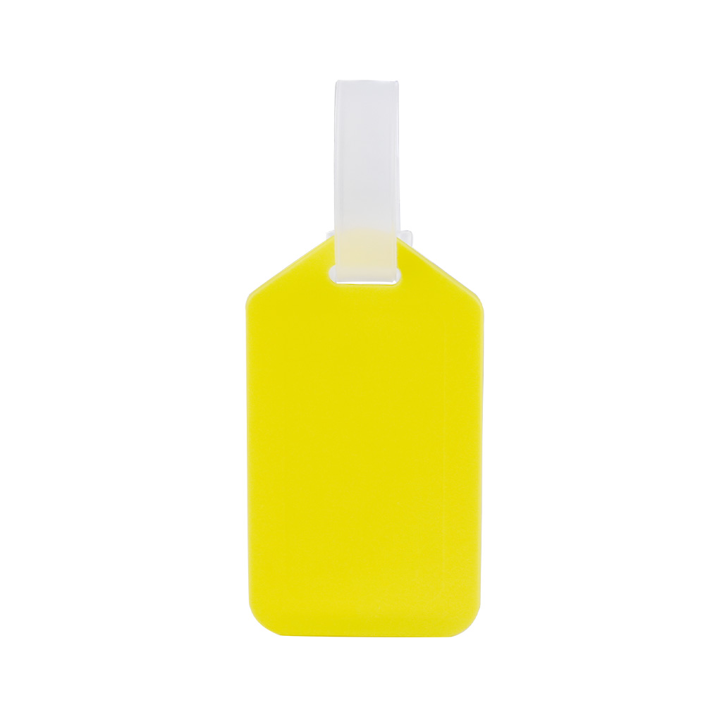Kleurrijke plastic bagagelabels met logo geel Kleurrijke plastic bagagelabels met logo geel