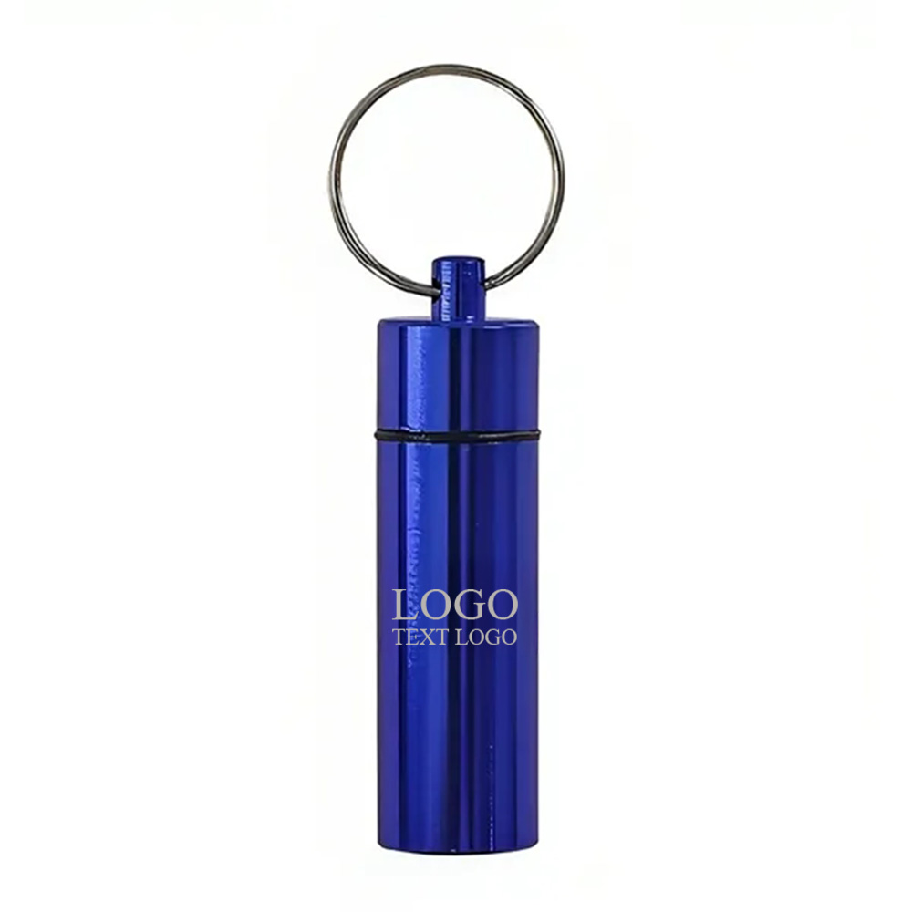 Custom Waterproof Pill Box Keychain Purple with Logo