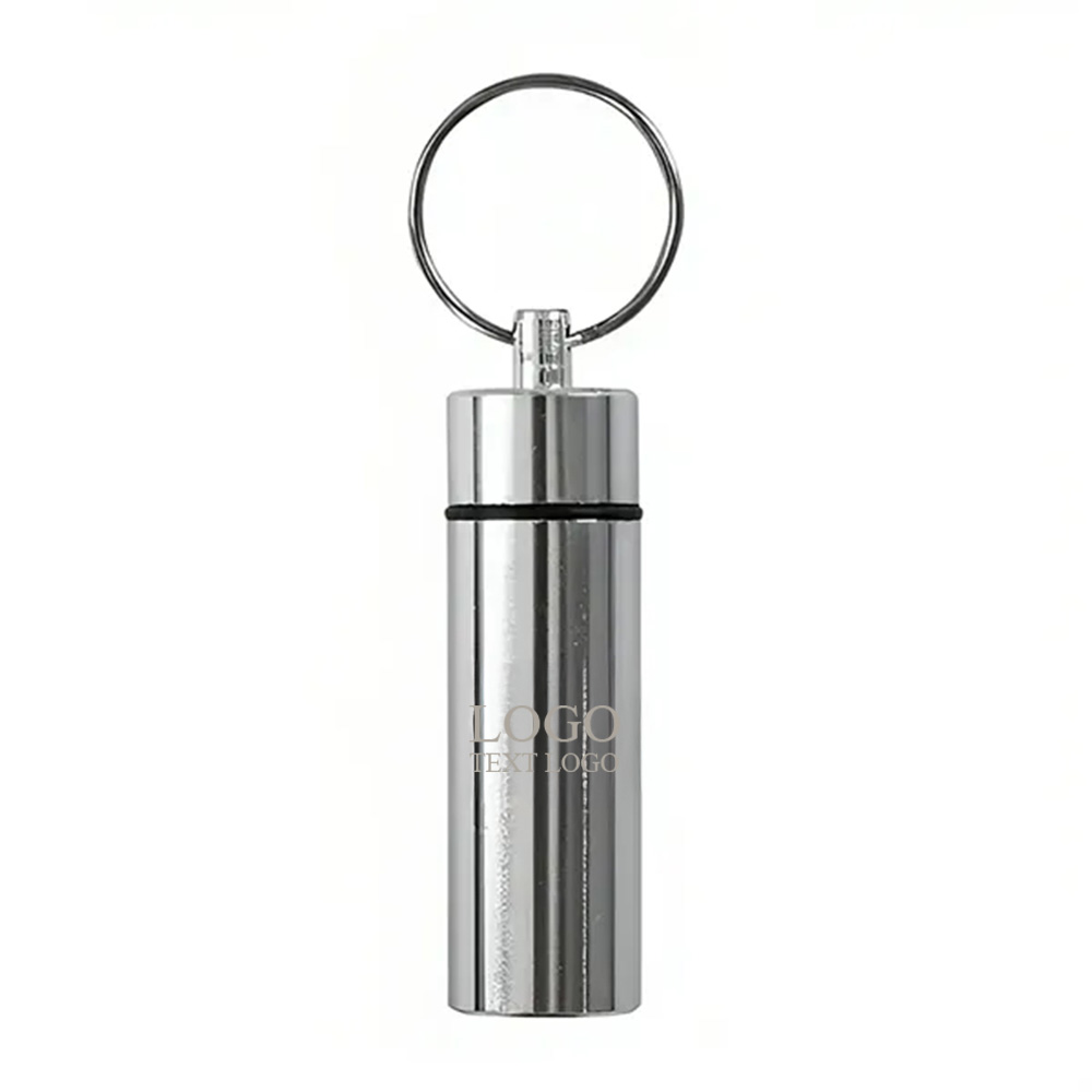 Custom Waterproof Pill Box Keychain Purple with Logo