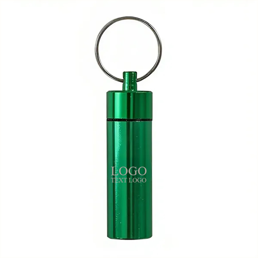 Custom Waterproof Pill Box Keychain Purple with Logo