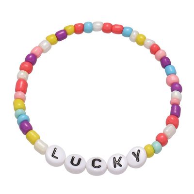 Colorful acrylic letter beaded elastic bracelet