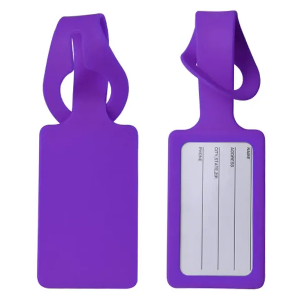 Rectangular Silicone Luggage Tag Black with Logo Rectangular Silicone Luggage Tag Black with Logo