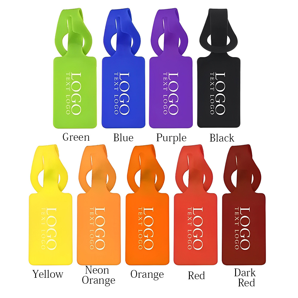 Rectangular Silicone Luggage Tag Black with Logo Rectangular Silicone Luggage Tag Black with Logo