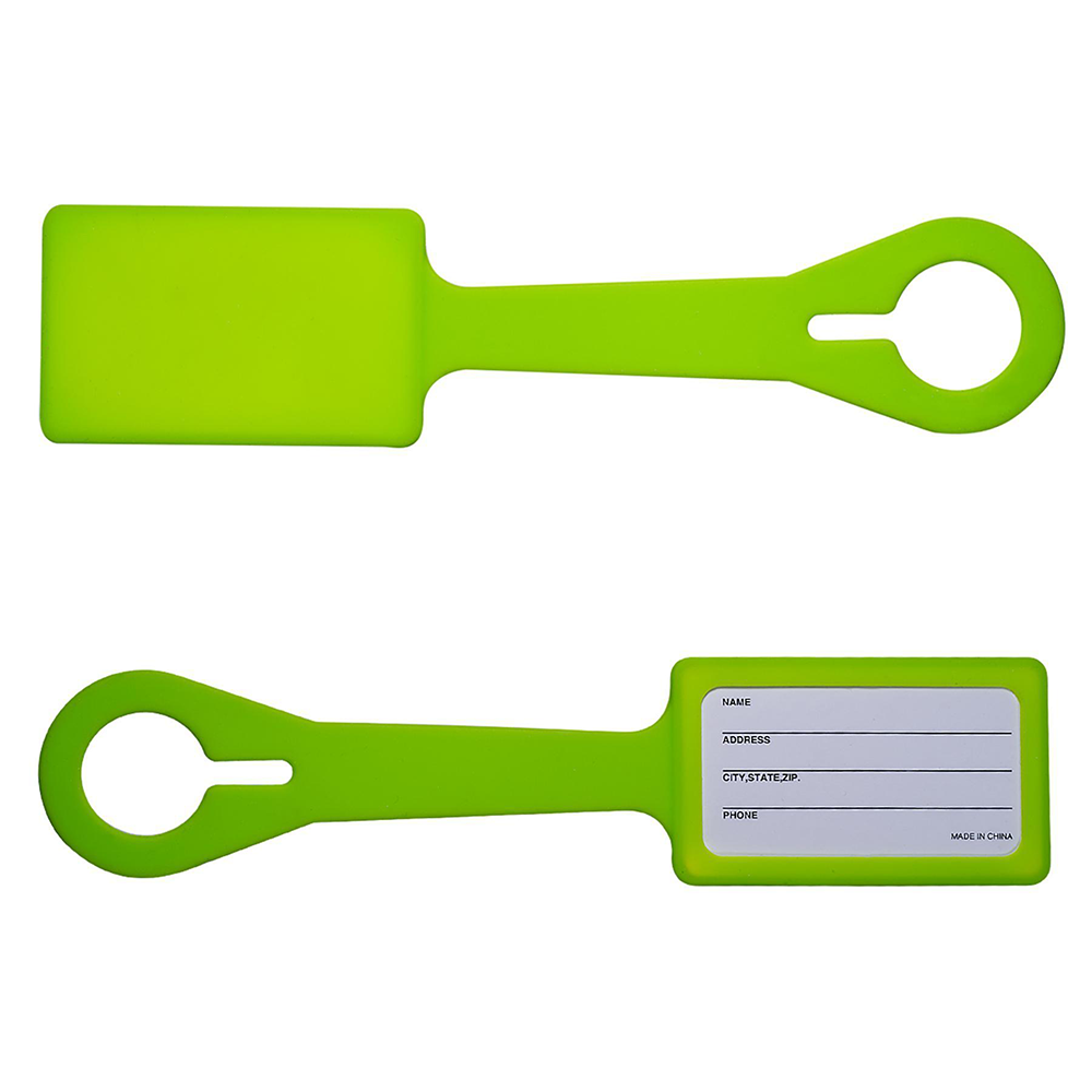 Rectangular Silicone Luggage Tag Black with Logo