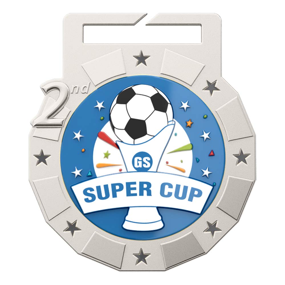 Super Cup Soccer 2nd Place Medal front Super Cup Soccer 2nd Place Medal front