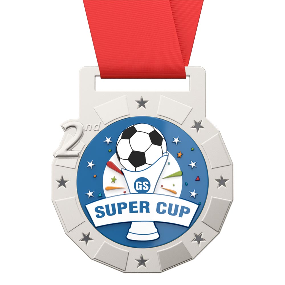 Super Cup Soccer 2nd Place Medal with ribbon Super Cup Soccer 2nd Place Medal with ribbon