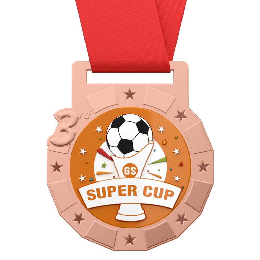 Super Cup Soccer 3rd Place Medal with ribbon
