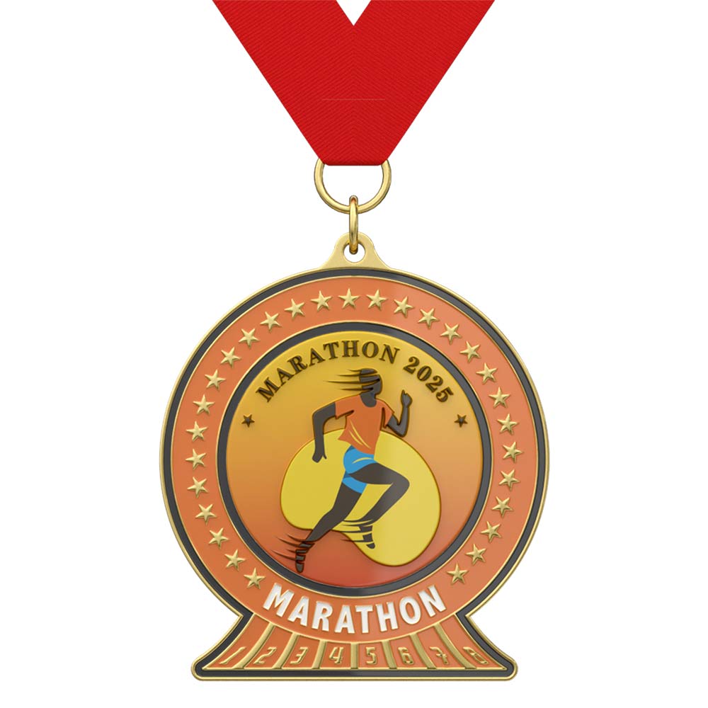 Marathon 2025 Victory Medal with ribbon Marathon 2025 Victory Medal with ribbon