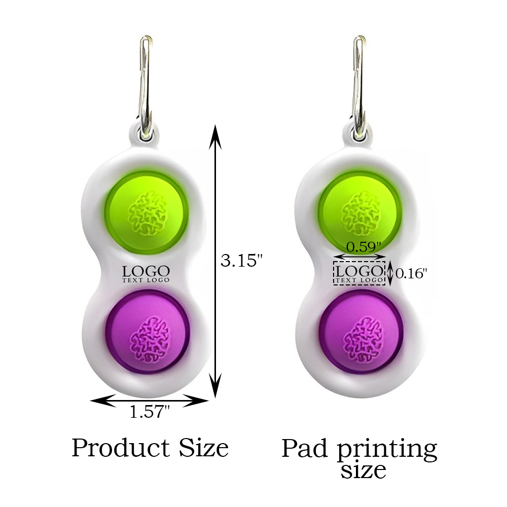 Push Pop Bubble Fidget Toy Keychains Blue With Logo