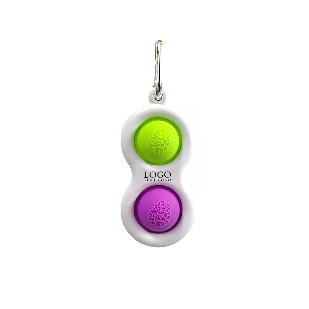 Push Pop Bubble Fidget Toy Keychains Blue With Logo