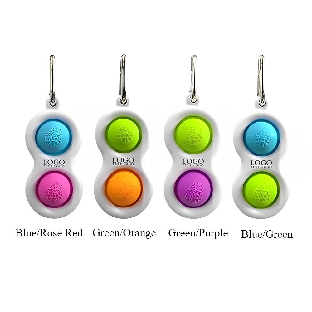 Push Pop Bubble Fidget Toy Keychains Blue With Logo