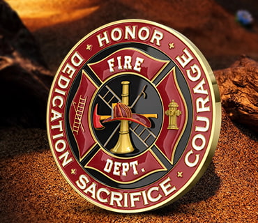FIRE DEPT 3D Challenge Coins with UV Printed