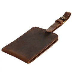 Brown Genuine Leather Luggage Tag