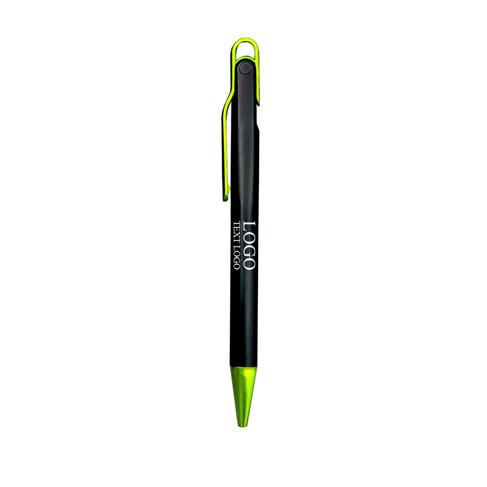 Customizable Plastic Spray paint Click Pen-fluorescent green with logo