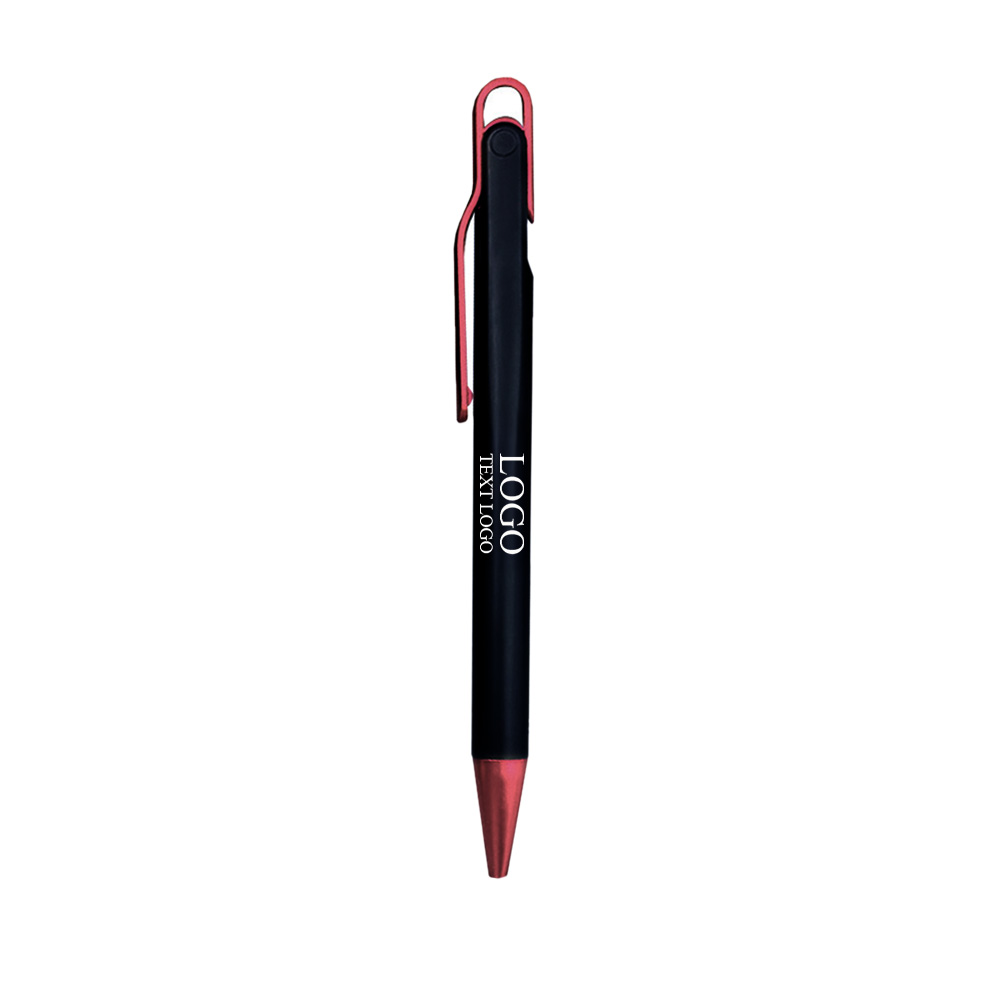 Customizable Plastic Spray paint Click Pen-red with logo