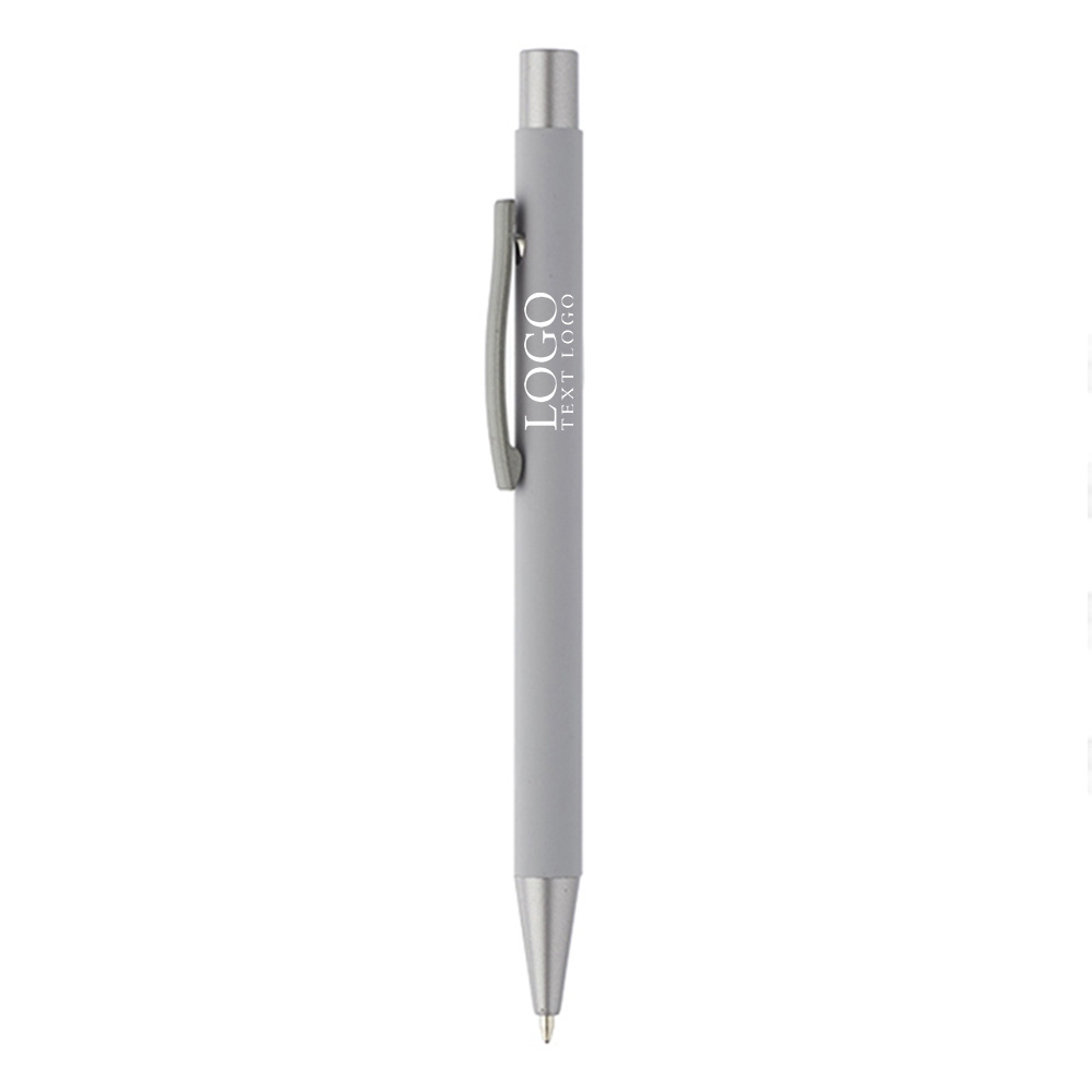 Cordova Rubber Coated Ballpoint Pen Gray with Logo