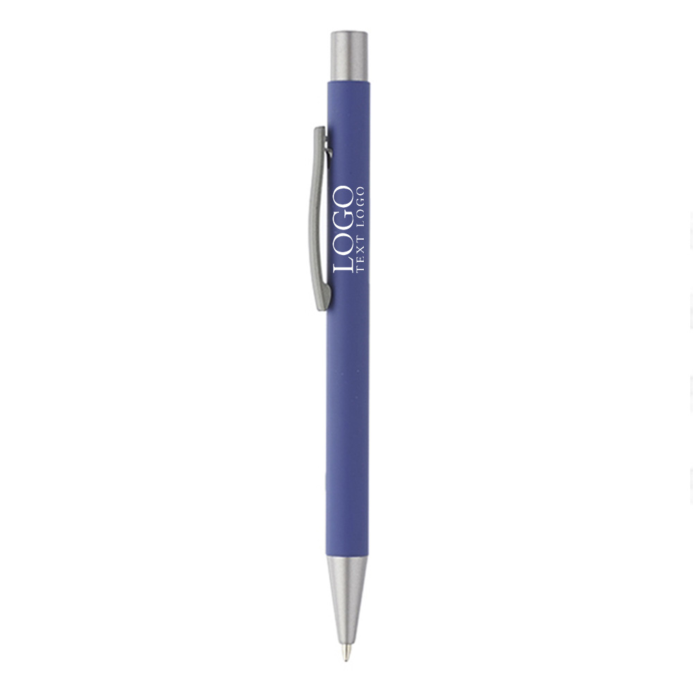 Cordova Rubber Coated Ballpoint Pen Navy BLue with Logo
