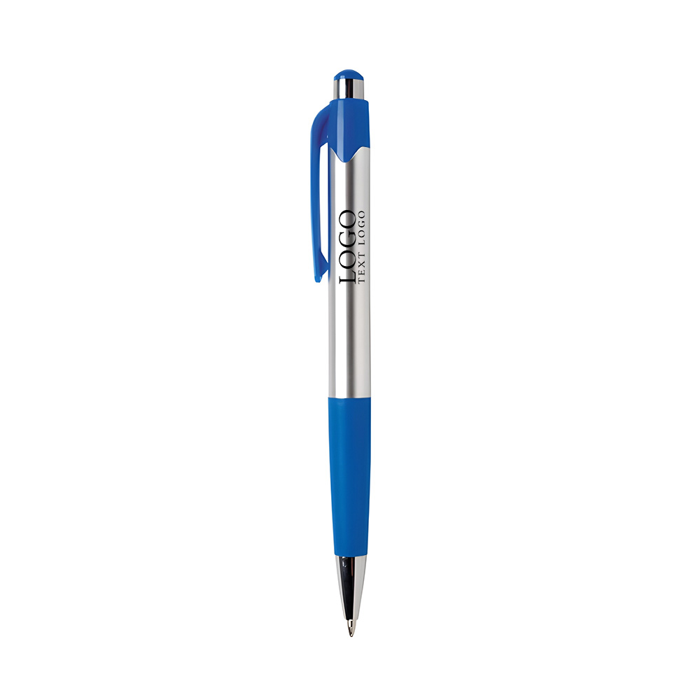 Mardi Gras Chrome Ballpoint Pen Blue with Logo