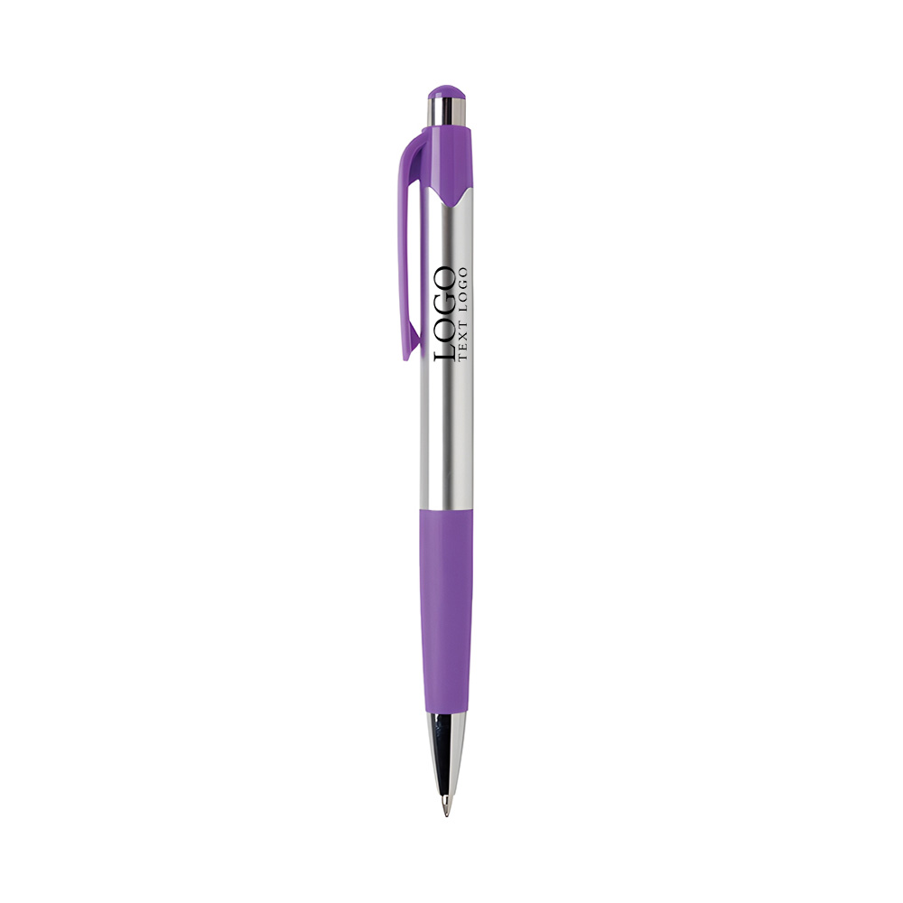 Mardi Gras Chrome Ballpoint Pen Purple with Logo