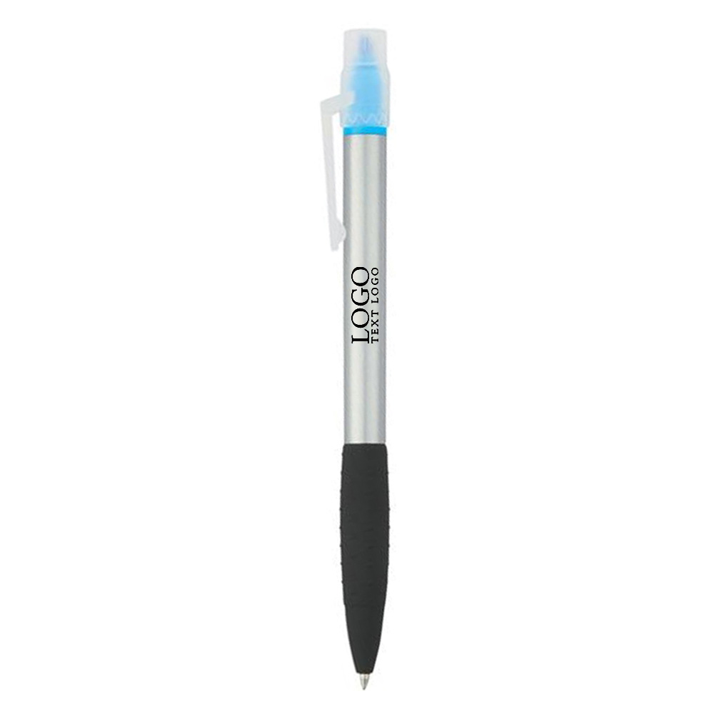 Neptune Pen With Highlighter Silver Blue With Logo