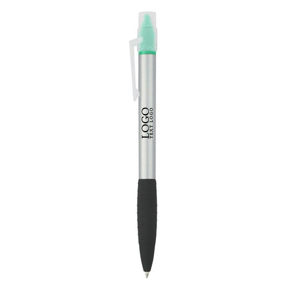 Neptune Pen With Highlighter Silver Green With Logo