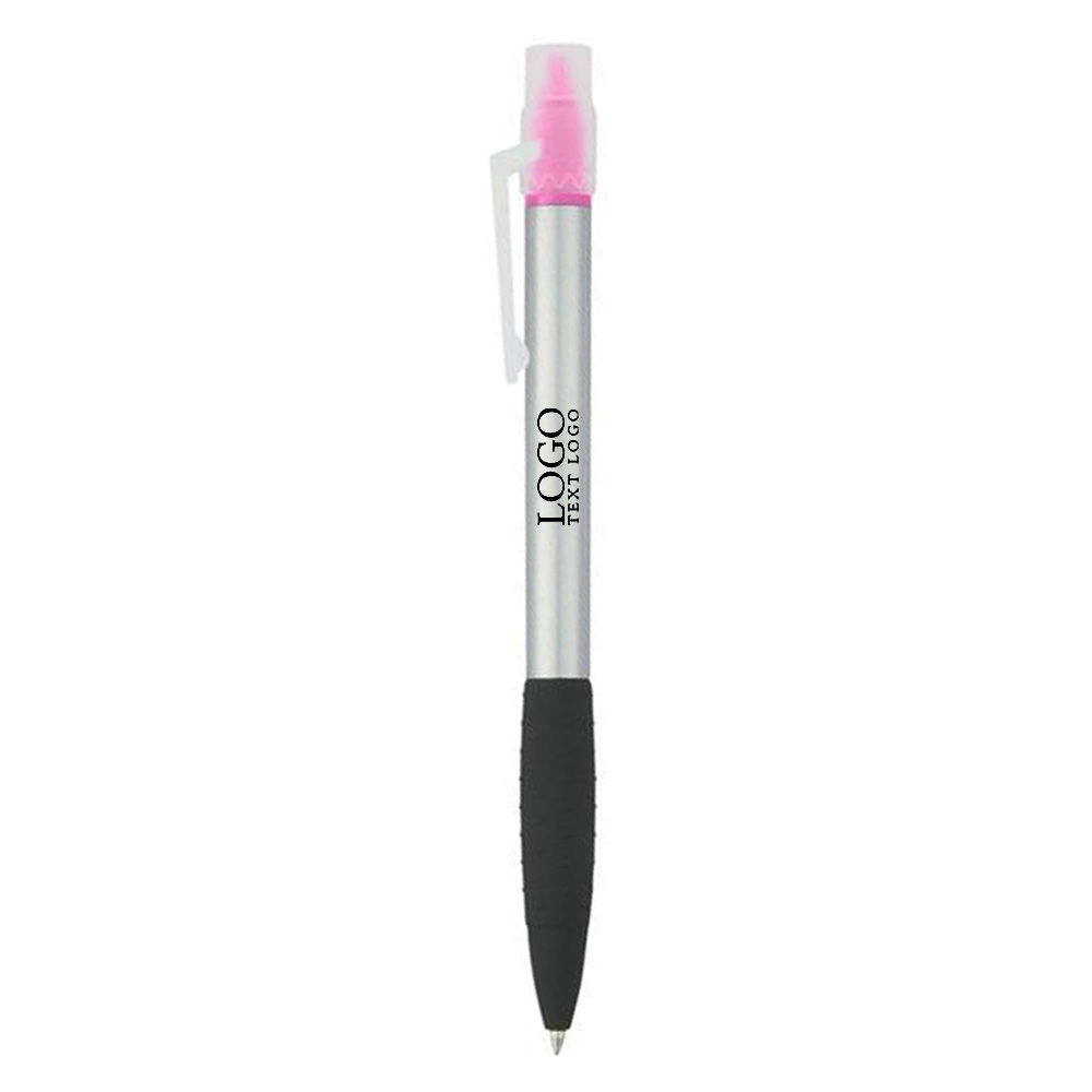 Neptune Pen With Highlighter Silver Pink With Logo