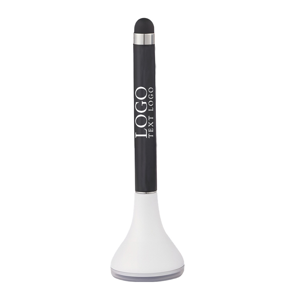 Novelty Stylus Pen Stand With Screen Cleaner Black with Logo