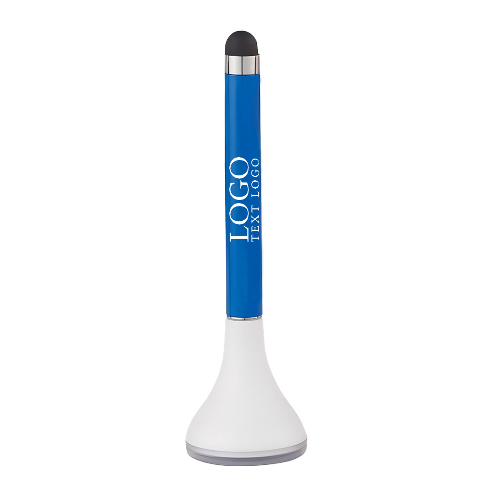 Novelty Stylus Pen Stand With Screen Cleaner Blue with Logo