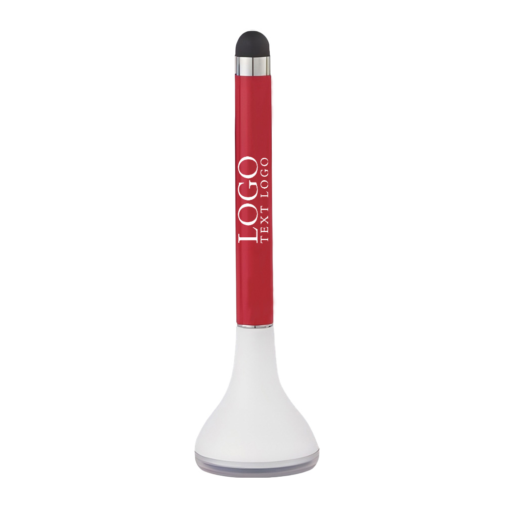 Novelty Stylus Pen Stand With Screen Cleaner Red with Logo