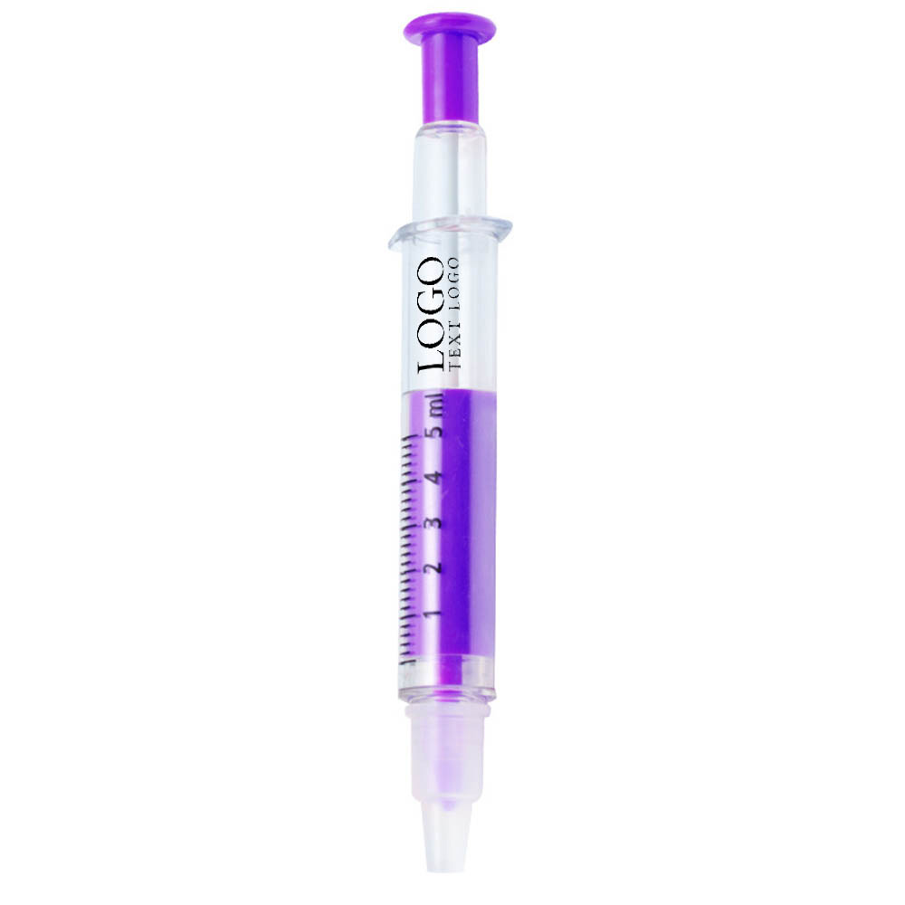 Purple Promo Multi Colors Syringe Highlighter Pens With Logo