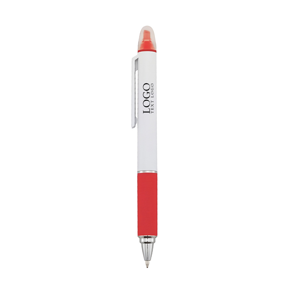 Sayre Plastic Highlighter Pen White Red with Logo