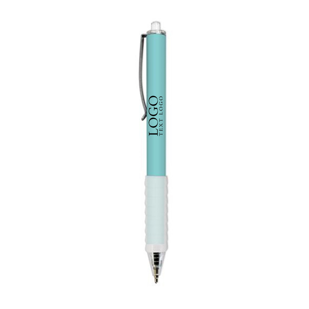 Soft Touch Rubberized Bliss Gel Pen Aqua with Logo