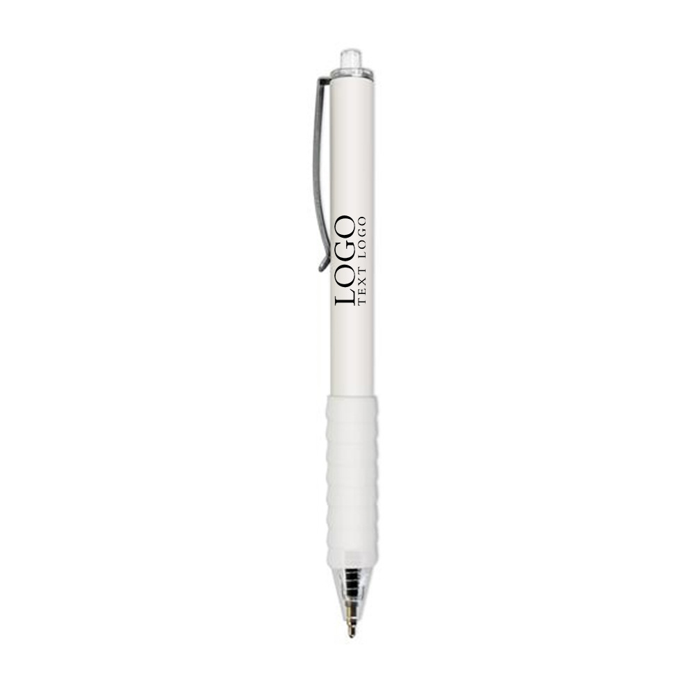 Soft Touch Rubberized Bliss Gel Pen White with Logo