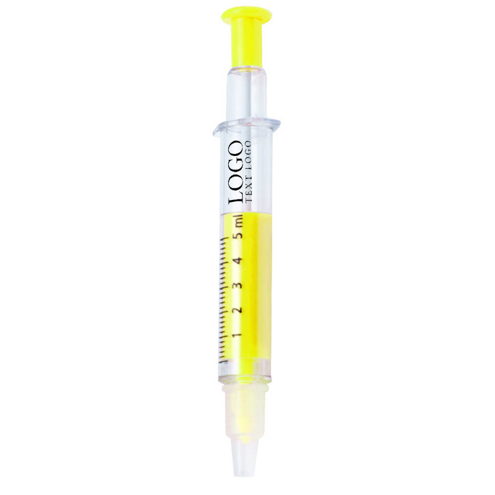 Yellow Promo Multi Colors Syringe Highlighter Pens With Logo
