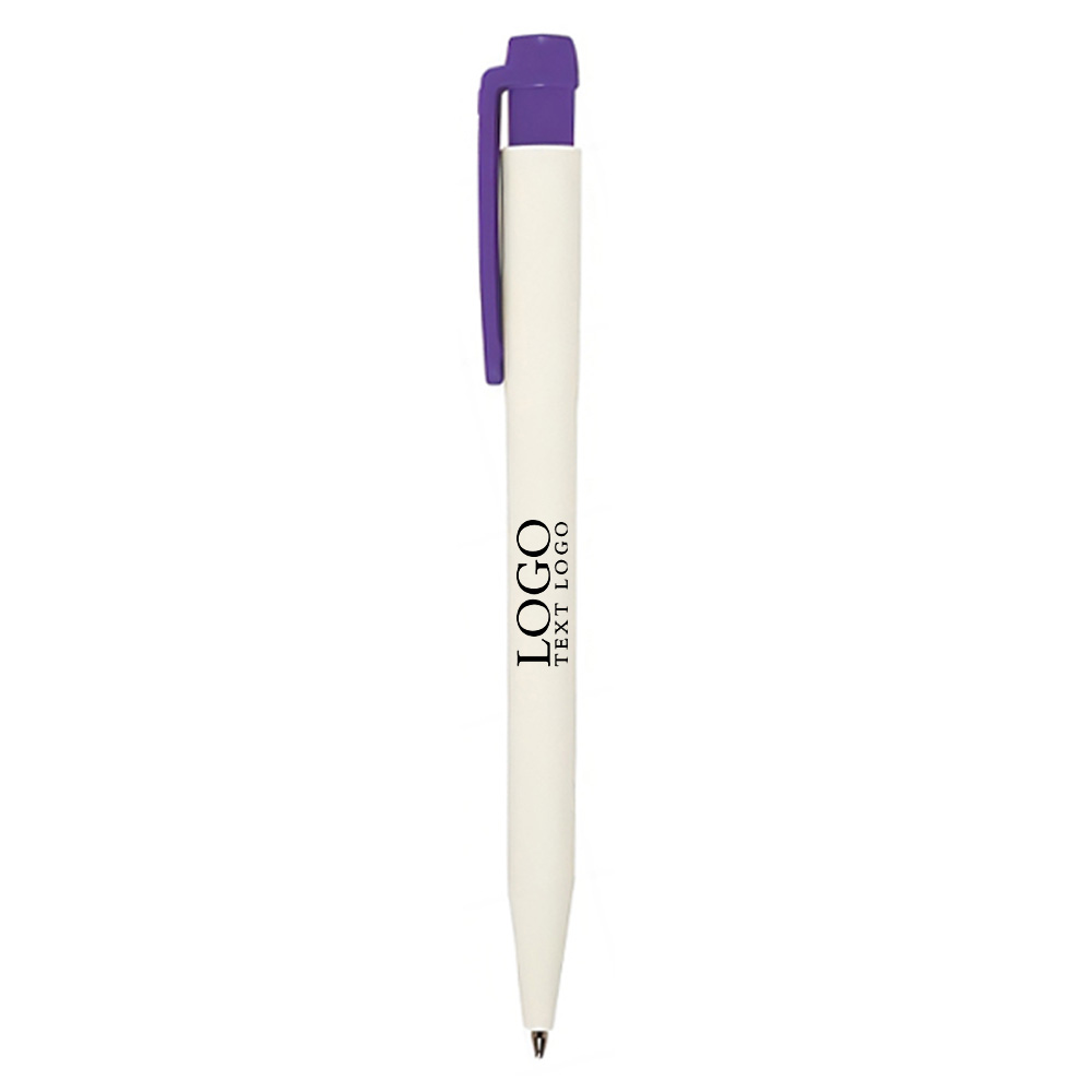 iPROTECT Plastic Antibacterial Pen Purple with Logo