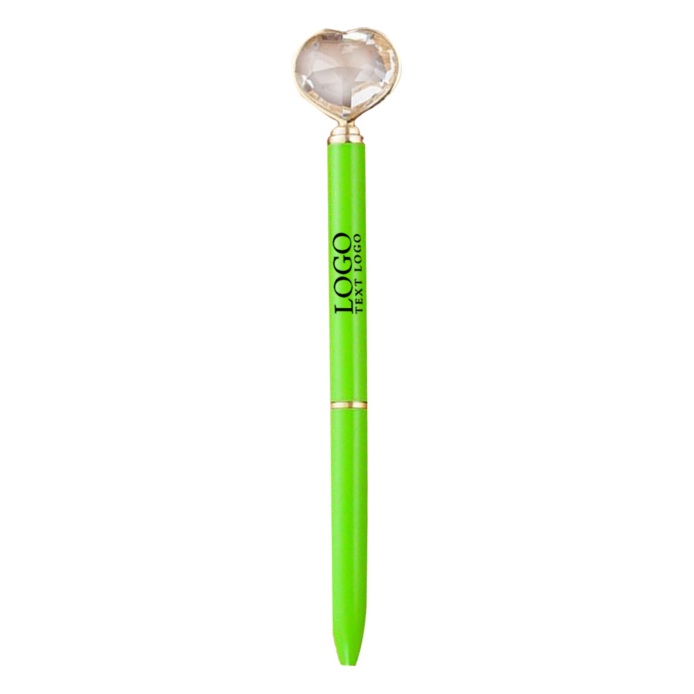 Heart Shaped Diamond Pen Green with Logo