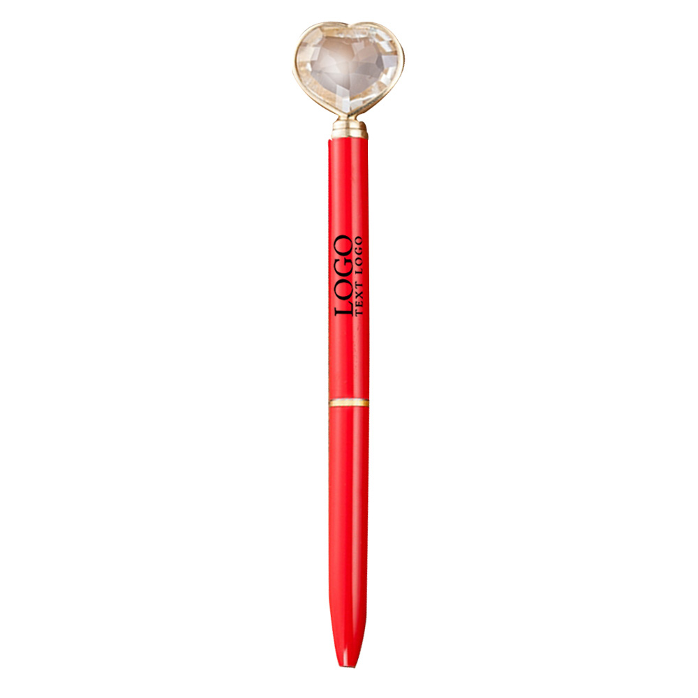 Heart Shaped Diamond Pen Red with Logo