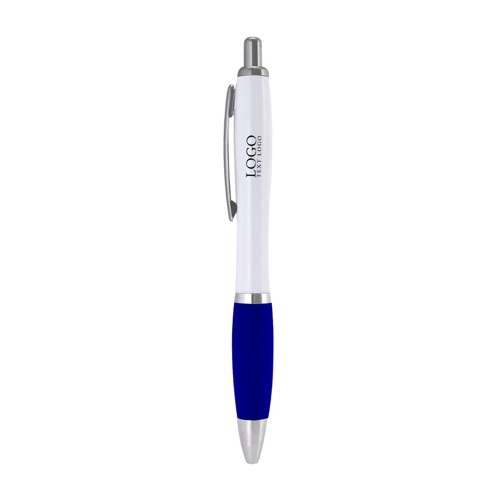 Plastic Click Satin Pen Blue with Logo