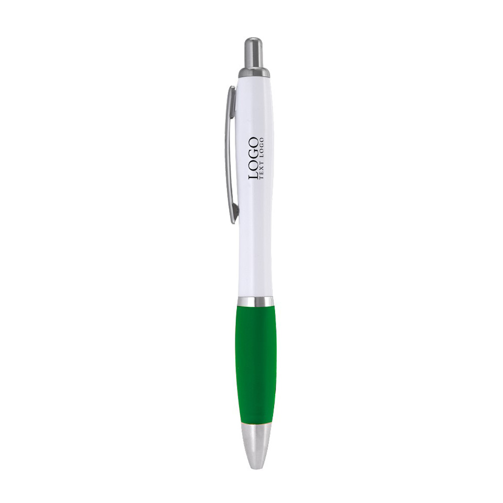 Plastic Click Satin Pen Green with Logo