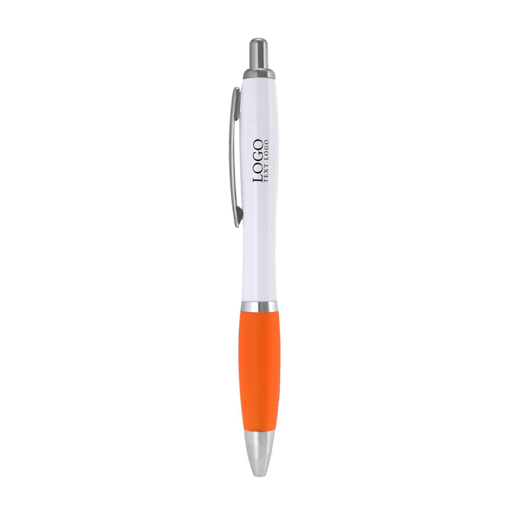 Plastic Click Satin Pen Orange with Logo