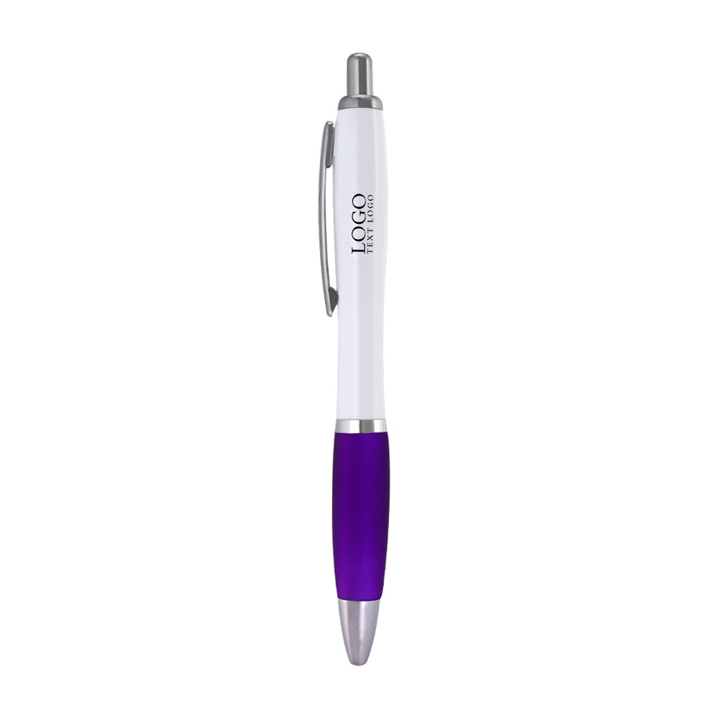 Plastic Click Satin Pen Purple with Logo
